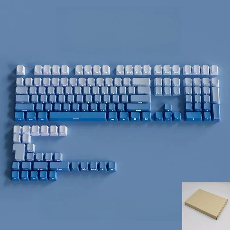 Gradient Gray Double Shot RGB Backlit Keycaps OEM Profile 135+ Keys Side Printed PBT Keycaps for Cherry MX Switches Keyboards