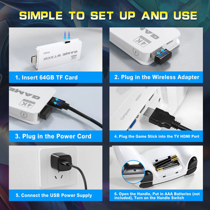 M15 4K TV Retro Handheld Game Console Stick 2.4G Dual Wireless Controller 20000+ Classical Games 23 Classic Emulaters