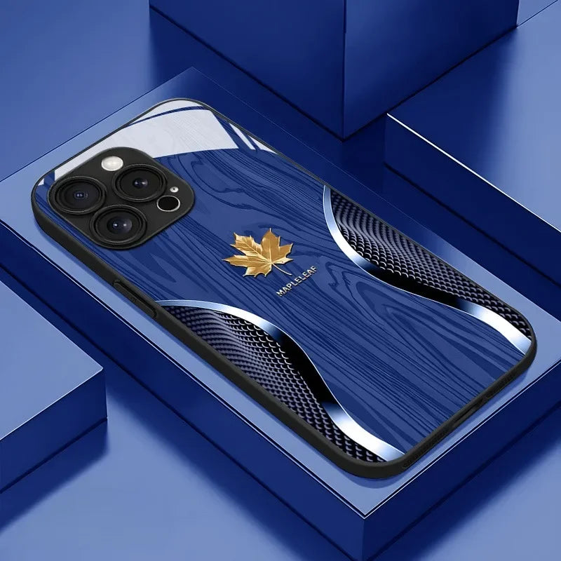 HOT Luxury Maple Leaf Wood Grain Curve Glass Phone Case for Samsung A07 A26 A36 A56 A16 A06 A55 A15 A04 A34 A54 A24 A05 4G 5G