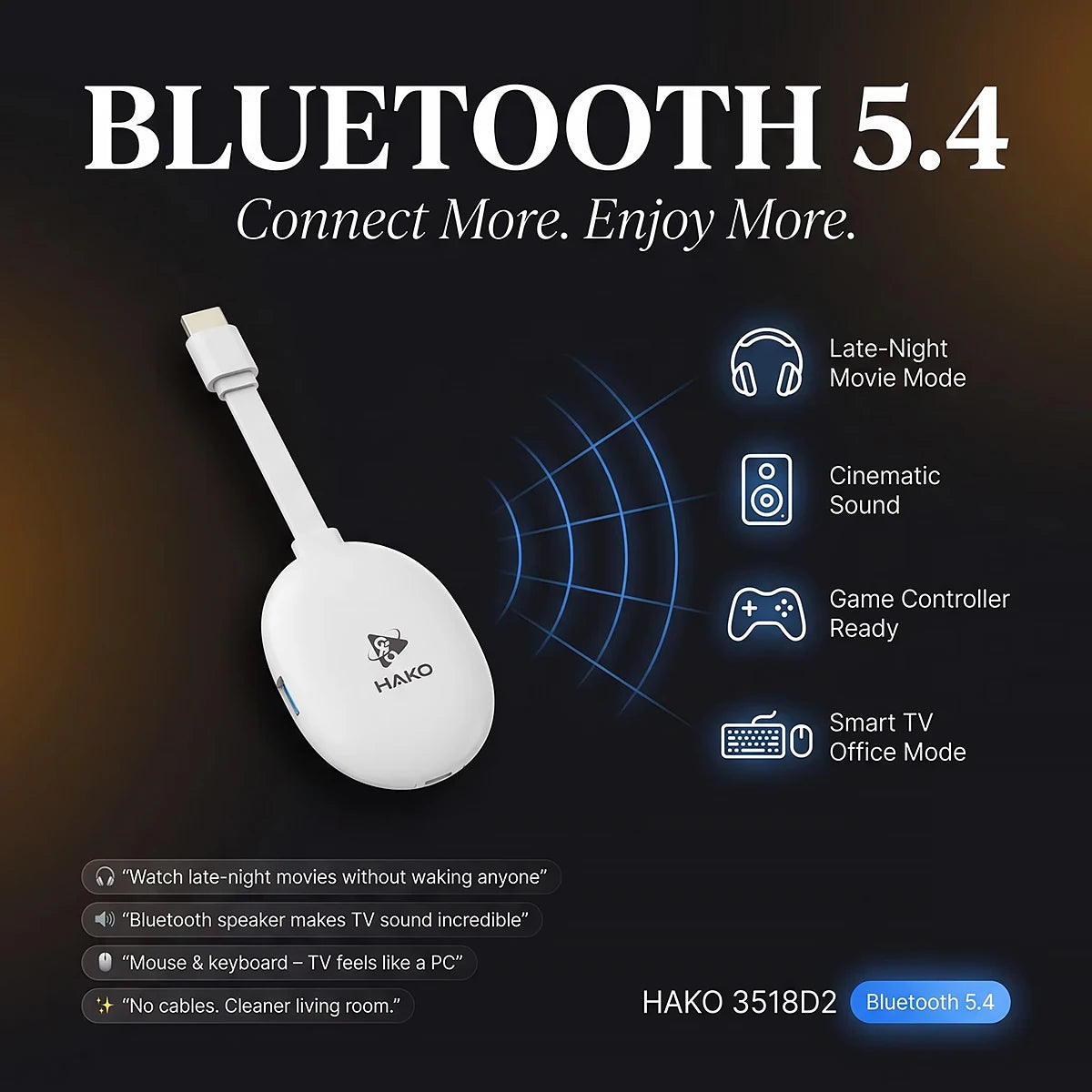 Android 14 TV Stick HAKO RK3518 with 4K HDR 2.4G 5G wifi6 2GB 8GB 16GB Voice Remote