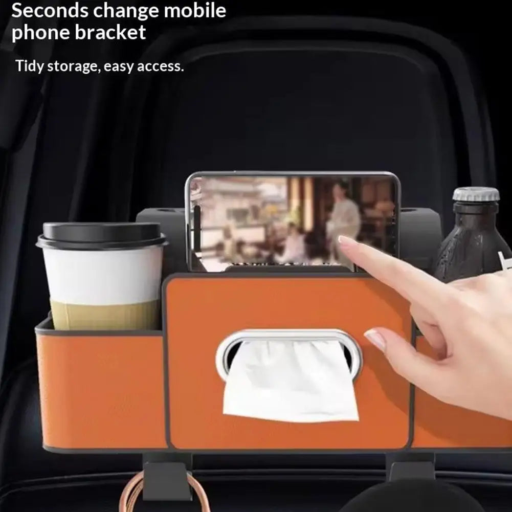 New Car Back Seat Storage Box With Tissue Box And Cup Holders Multifunctional Car Rear Seat Storage Organizer For Travel