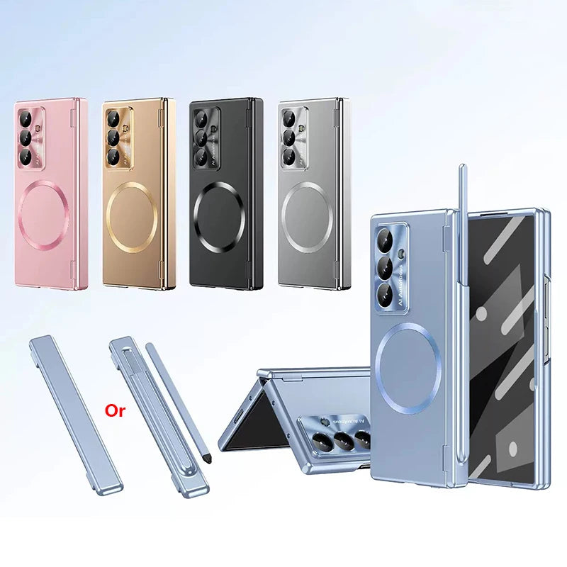For Samsung Galaxy Z Fold 7 6 8 Magsafe Case With Hinge Protection Magnetic Cover With Touch Pen Stylus S Pen & Screen Protector