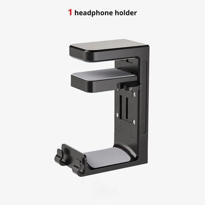 2-in-1 Controller Headphone Stand for Desk 2 Gamepad Hangers 360° Rotating Headset Holder Adjustable Clamp-on Under Desk Hook