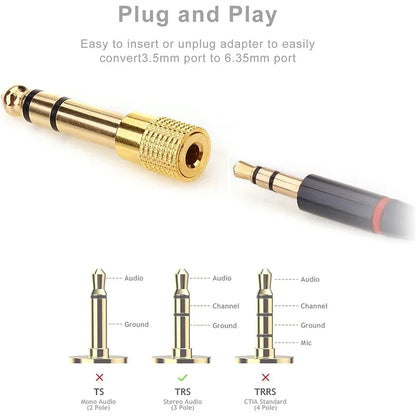 1PC Speaker Connector 6.35mm Male to 3.5mm Female Audio Connector 3.5 Jack Aux Cable for Speaker Guitar Jack