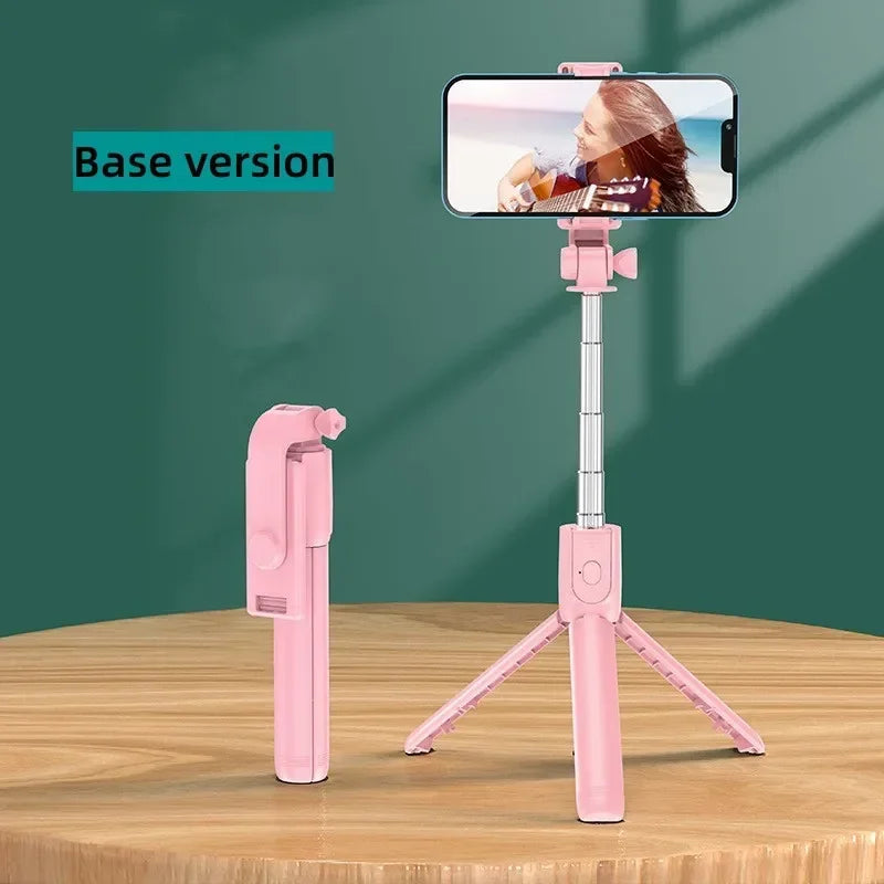 Selfie Stick Tripod Stand with Wireless Bluetooth Remote Extendable Stainless Steel Rod for iPhone Mobile Phones Live Streaming