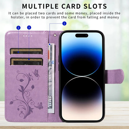 Butterfly Flower Leather Case For iPhone 17 Air 16 17e 16e 15 14 13 12 Mini 11 Pro Max Plus Flip Wallet Card Slot Book Cover