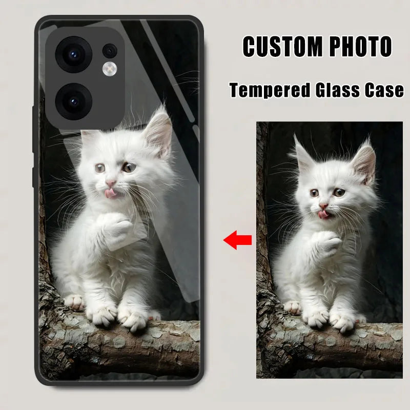 Tempered Glass Case For OPPO Reno 14F 13F 11 14 12 13 Pro 12F 11F A78 A79 5G 7 4G 5 6 Lite Custom Personalize Photo DIY Cover