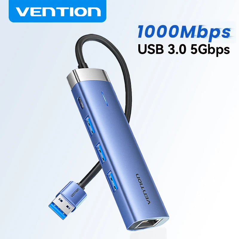 Vention USB 3.0 Ethernet Adapter HUB RJ45 1000Mbps Lan for MacBook Laptop Lenovo Windows PC  USB C HUB 3.0 Ethernet HUB Switch