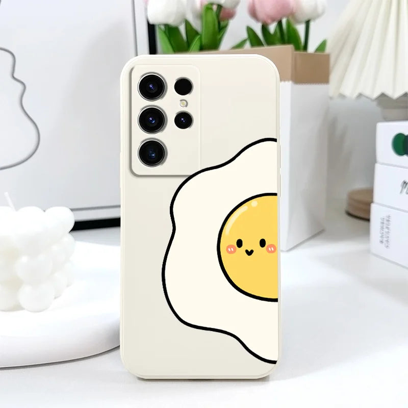 Tomato And Egg Phone Case For Samsung Galaxy S25 S24 S23 S22 S21 S20 S10 S10E Ultra Plus FE Note 20 Ultra Plus Cover