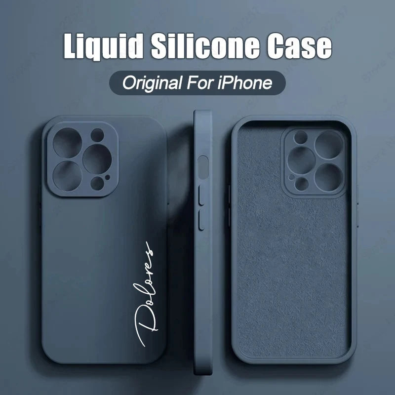 Customized Personalized Name Luxury Initials Soft Liquid Silicone DIY Case For Iphone 18 17 16 15 14 13 12 11 Pro Max Plus Cover
