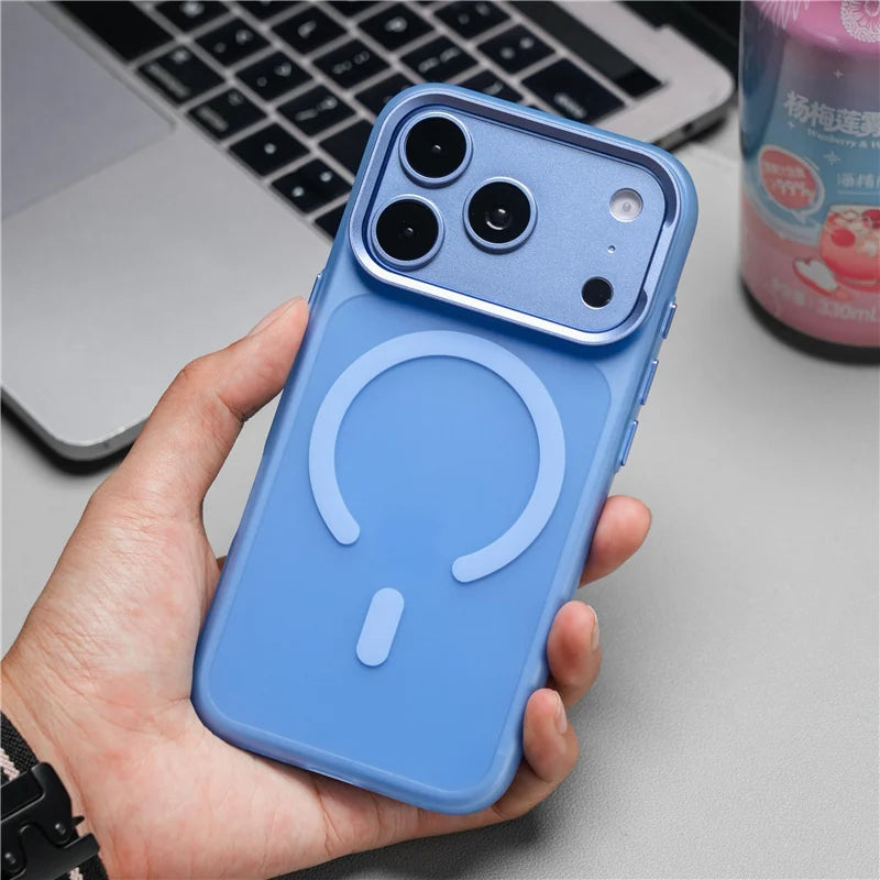Original Color Matte Translucent Shockproof For Magsafe Magnetic Case For iPhone 18Pro 17Pro 17Pro Max Metal Lens Frame Cover