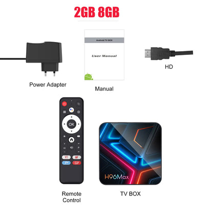 H96 MAX H313 Smart TV Box Android 14 TV Box 4K@60fps 100M/LAN Dual Wifi6 BT5.0 Google Voice Assistant Media Player Set Top Box