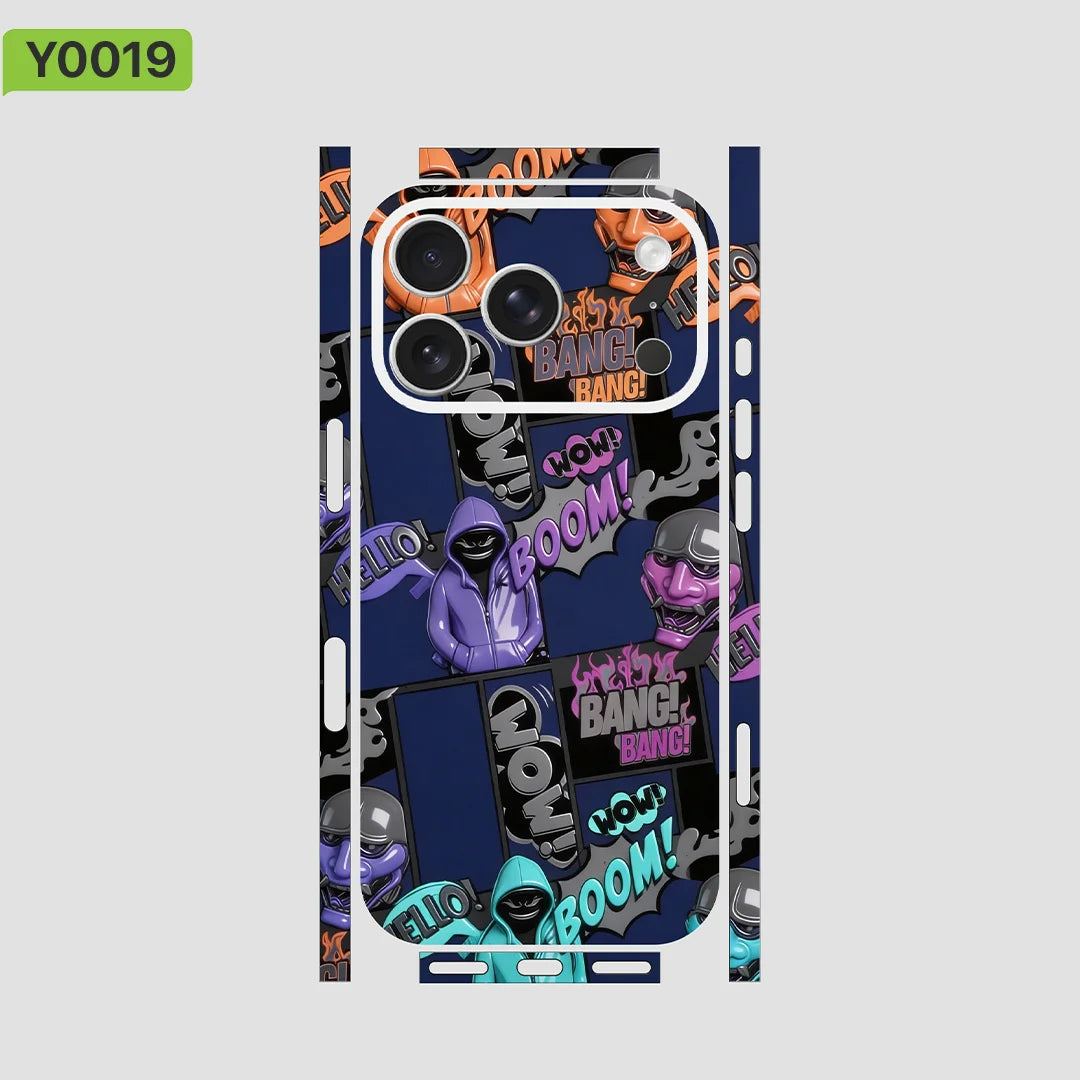For iPhone 17 /16/15 /14Pro Max Skin Sticker Solid Color Design Back Film for Frame Camera Protective Vinyl Decal
