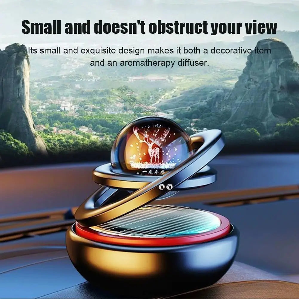 Solar Powered Rotation Solar Aromatherapy Car Air Freshener Suspended Planet Fragrance Auto Aroma Diffuser Car Ornaments