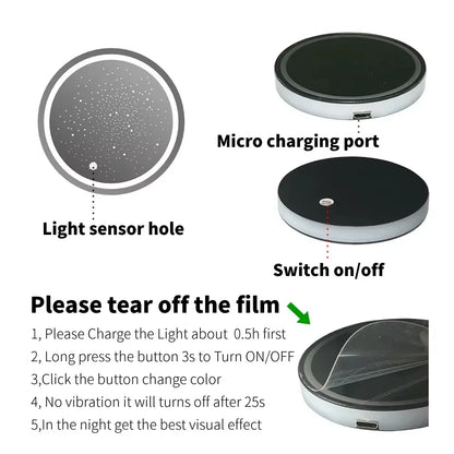 1/2PCS LED Car Cup Holder Lights, Light up Car Coasters for Cup Holders 7 Colors Changing USB Charging Mat Waterproof Cup Pad