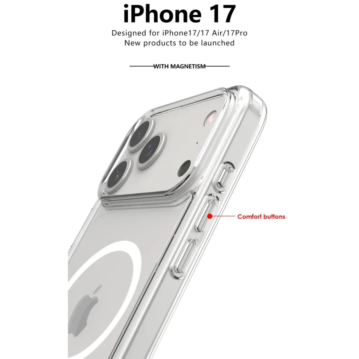 Shockproof For Magsafe Clear Magnetic Wireless Charge Case For iPhone 17 Air 17 Pro Max Hybird Hard Acrylic Back Cover Bumper