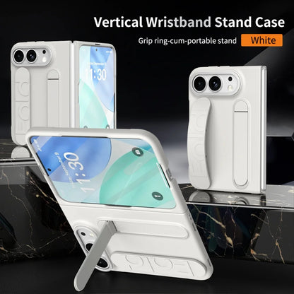 For iPhone Duo Cases Luxury Wrist Strap Bracket Stand Holder Case for iPhone Duo 18 Fold Solid Color Built-in Front Film Cover