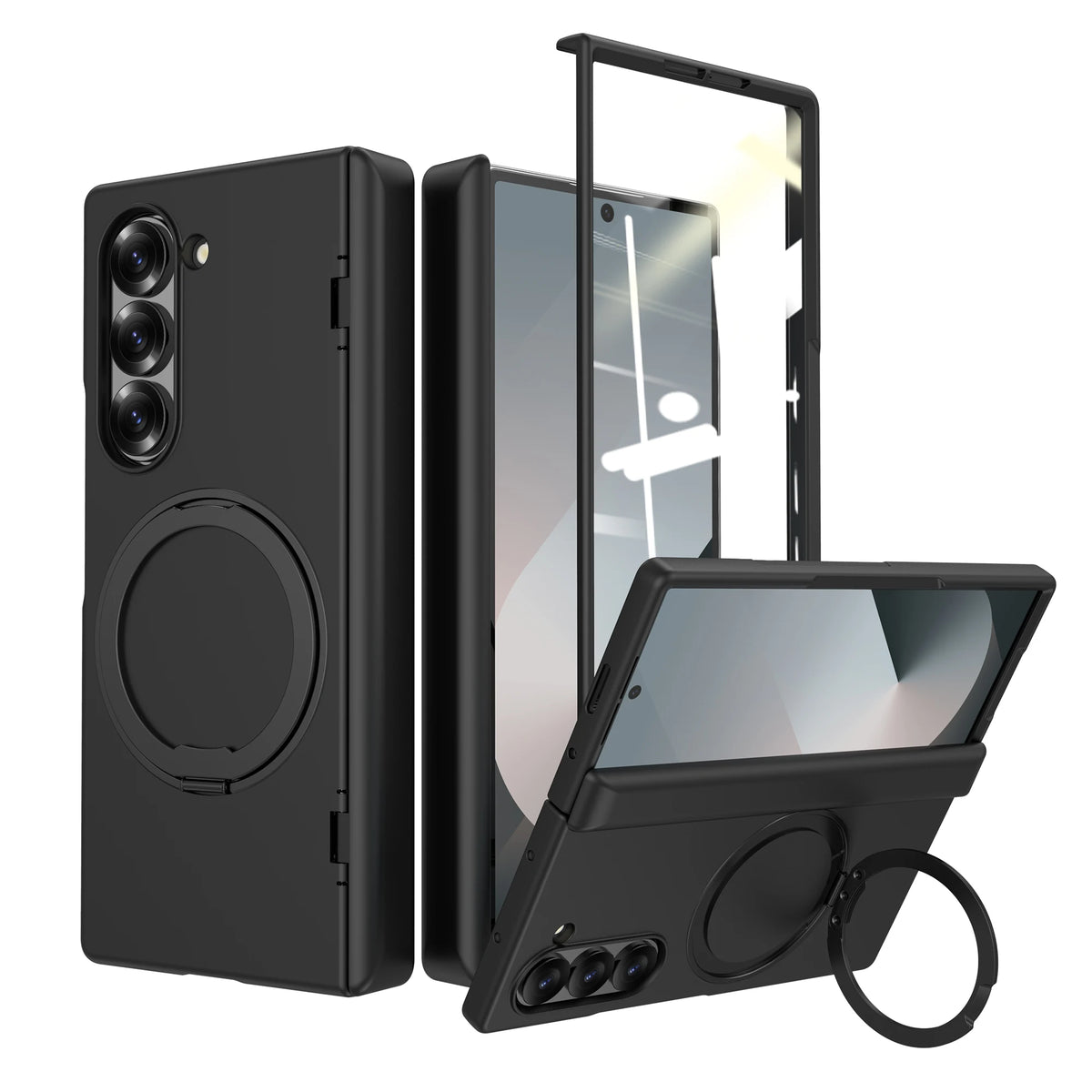 Black Plain Luxury Hinge Protection Glass Film Case for Samsung Galaxy Z Fold 8 Ultra Fold8 5G Fold 7 6 5 4 3 Fold4 Fold6 Fold7