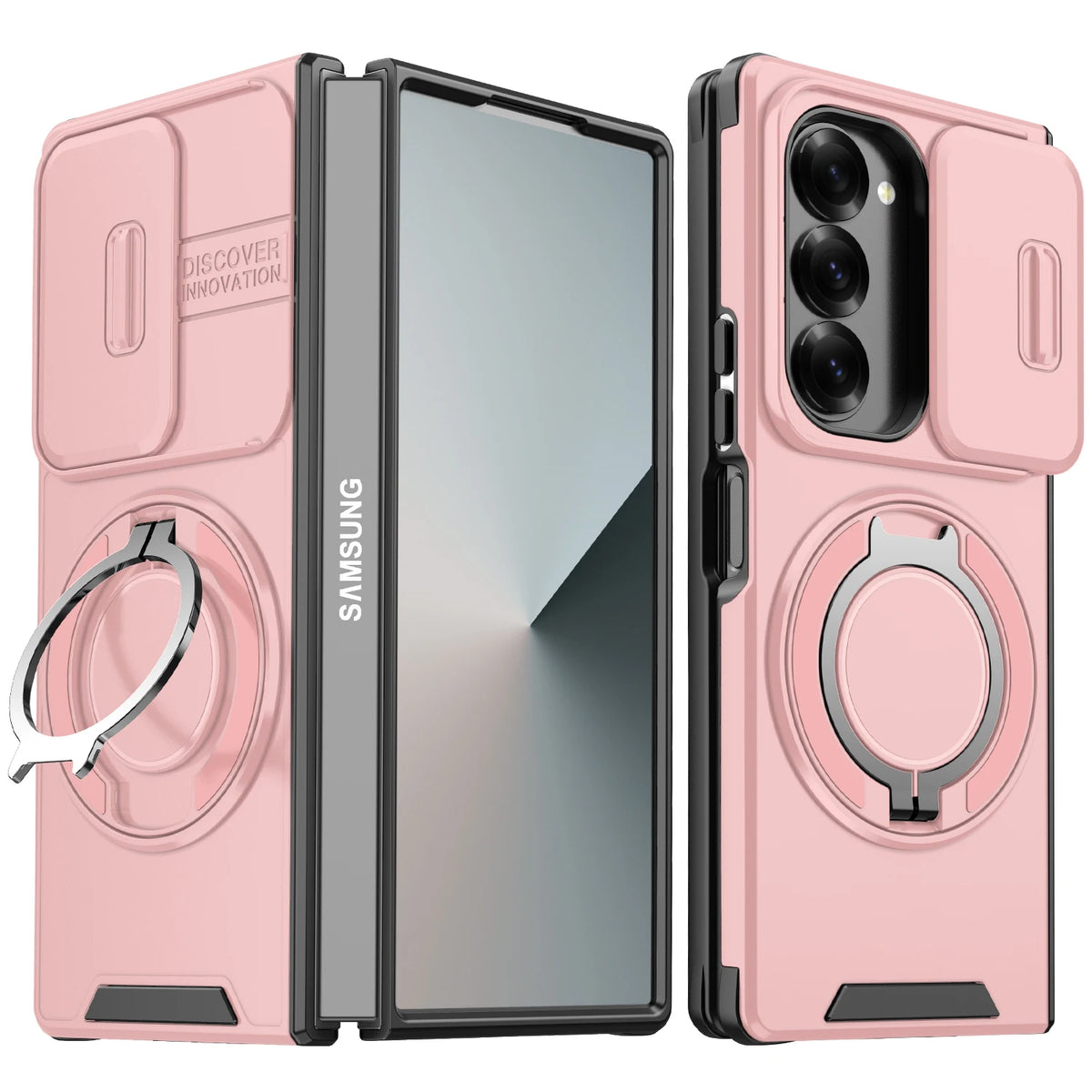 For Samsung Z Fold6 Case Galaxy Z Fold7 Cover Fold 6 7 Magnetic Ring Armor Slide Camera Lens Case Magsafe Wireless Charge Cover