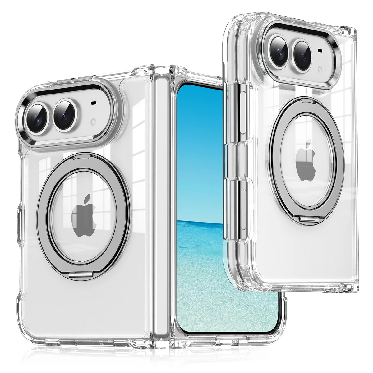 Case For Apple iPhone Duo For Foldable iPhone Duo For Magsafe With  Magnetic 360 Adjustment Stand Protection Clear Acrylic Cover