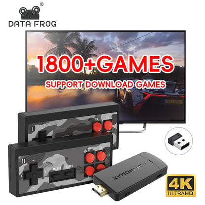 DATA FROG Portable Retro TV Game Stick Wireless USB Console with 1800 Built-in Classic NES/Dendy Games