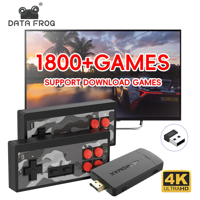 DATA FROG Portable Retro TV Game Stick Wireless USB Console with 1800 Built-in Classic NES/Dendy Games
