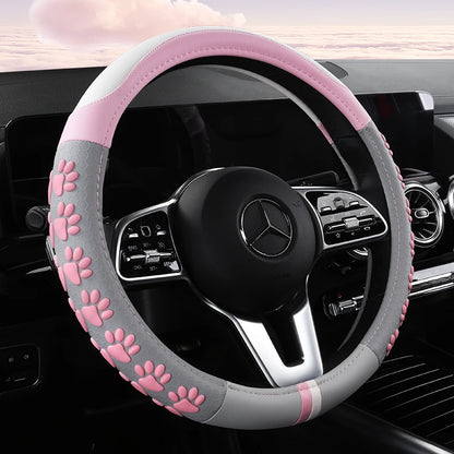 Car Steering Wheel Cover Universal Anti-Slip Cat Claws Artificial Leather Car Steering Wheel Protective Cover 38cm Shape O D