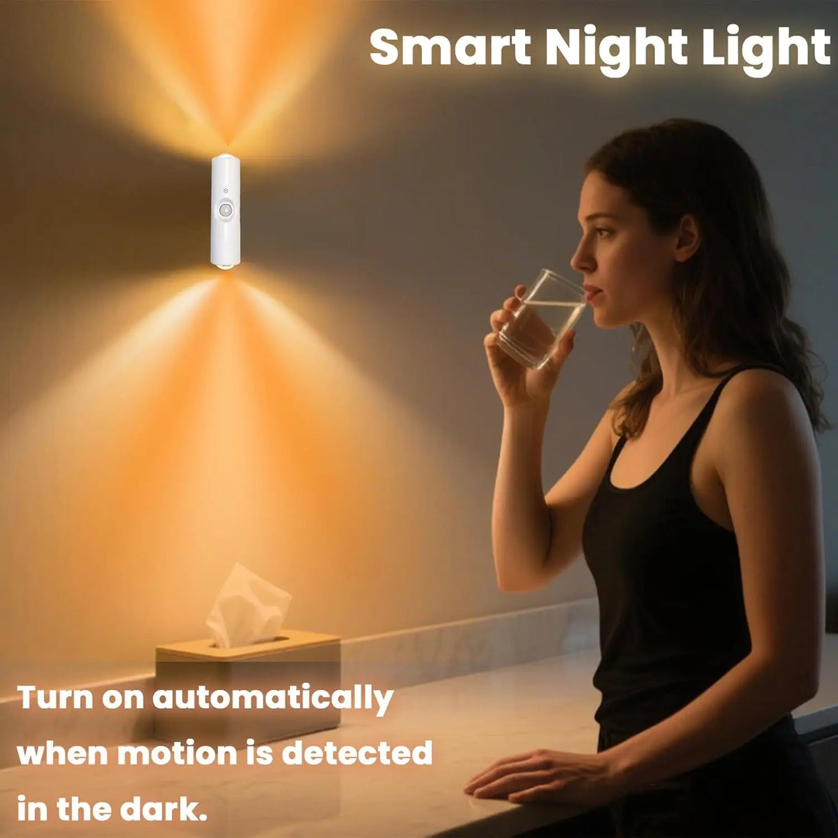 Motion sensor night light 7-color led toilet night light bedroom living room corridor double-headed wireless wall lamp magnetic