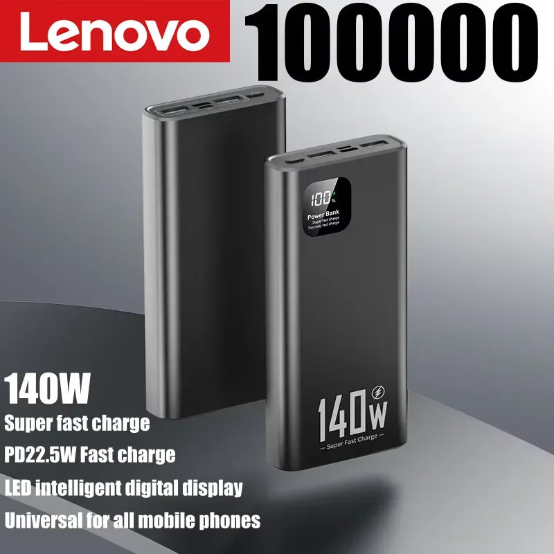 Lenovo 500000mAh 140W Power Bank CCC Certification Large Capacity Super Fast Charging Portable Charger for iPhone Samsung Huawei
