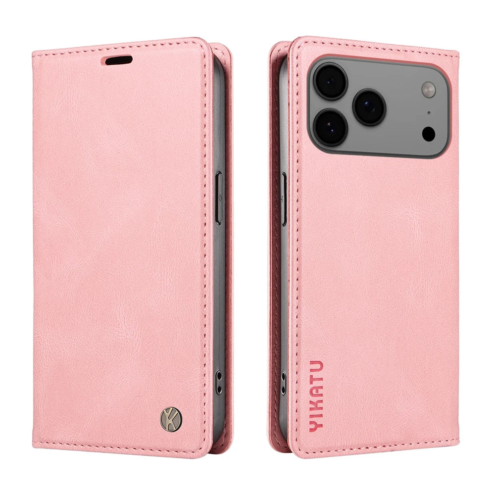 Magnetic Leather Wallet Flip Cover For Apple Iphone 17 16 16E 15 14 13 12 11 XS XR Air Plus Pro Max ProMax Mini | Premium Case