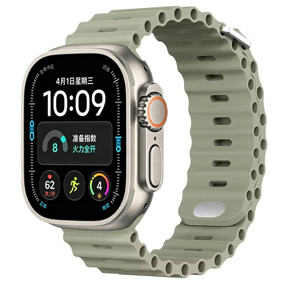 Ocean Silicone strap For Apple Watch Ultra 4 3 2 1 Band 49mm 12 11 10 9 8 7 46mm 45mm 41mm band iWatch 6 5 4 SE3 44mm 40mm 42mm