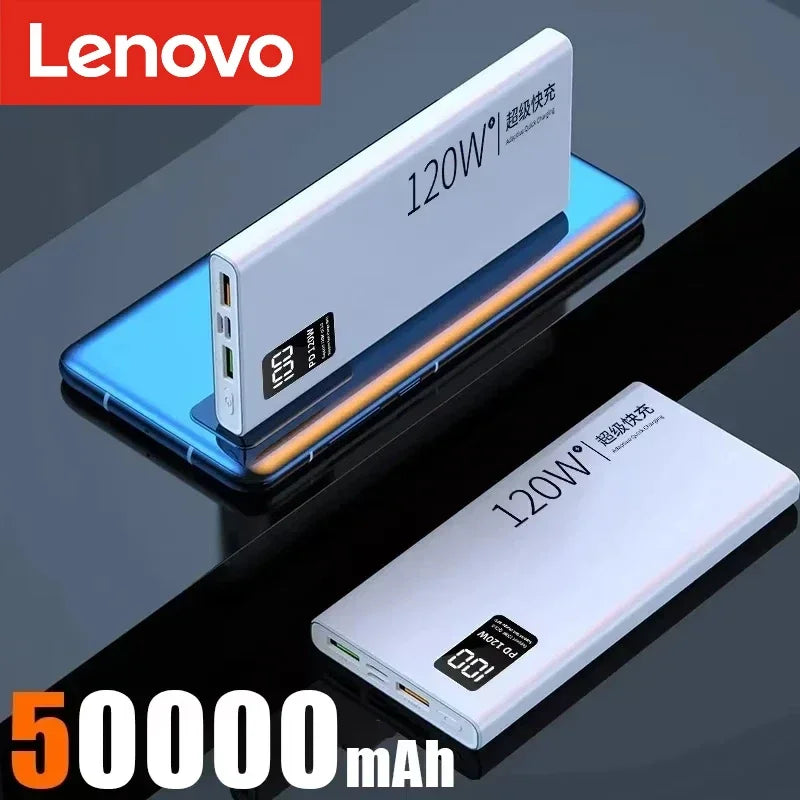 Lenovo 120W Power Bank 200000mAh High Capacity Fast Charging Powerbank Portable Battery Charger For iPhone Samsung Xiaomi NEW