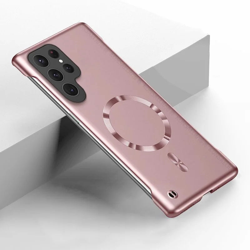 Metal Painted Frameless Case For Samsung S26 S25 Edge S24 S23 S22 S21 FE Plus Ultra A55 A56 Magnetic Wireless Charging Cover