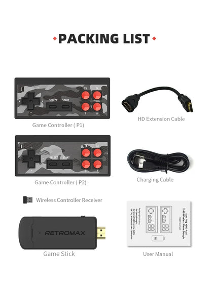 DATA FROG Portable Retro TV Game Stick Wireless USB Console with 1800 Built-in Classic NES/Dendy Games