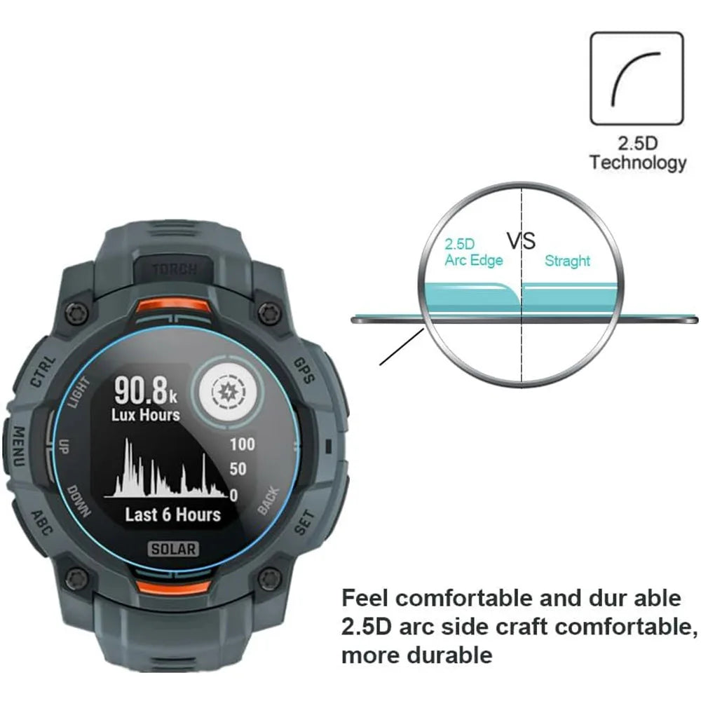 3pcs Tempered Glass For Garmin Instinct 3 AMOLED/Solar 45mm/50mm Screen HD/Scratch Resistant Protector Film Accessories