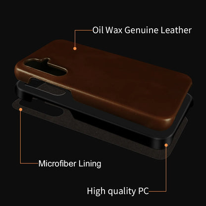 Handmade Genuine Leather Case For Samsung Galaxy S23 FE S20 S20FE 5G S22Plus S21 Aesthetic Vintag Pattern Phone Shell Back Cover