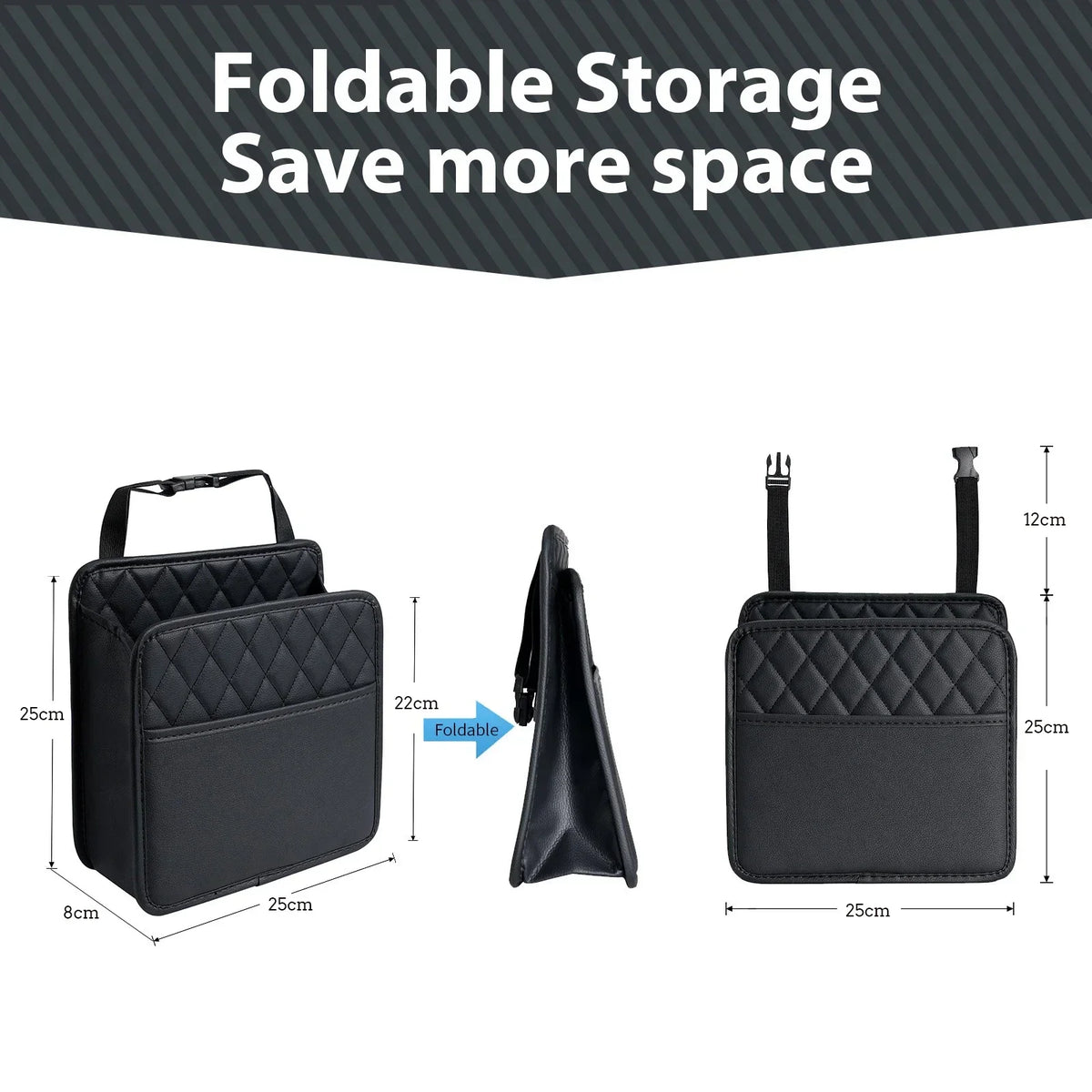Universal Car Seat Back Organizer PU Leather Storage Bag Multi-Pocket Design Waterproof Tissue Holder Cup Holder Garbage Pocket