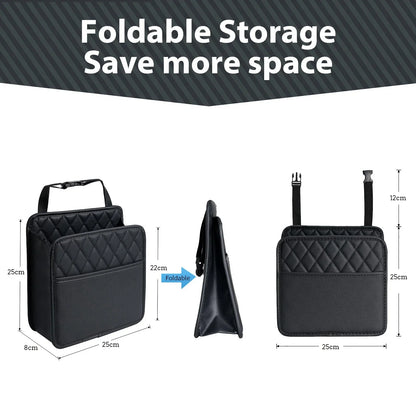 Universal Car Seat Back Organizer PU Leather Storage Bag Multi-Pocket Design Waterproof Tissue Holder Cup Holder Garbage Pocket