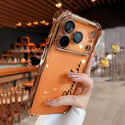 Customized Name Plating Clear Phone Cover For iPhone 11 12 13 14 15 16 17 18Pro Max Acrylic Lens Protector Four-Corner Anti-fall