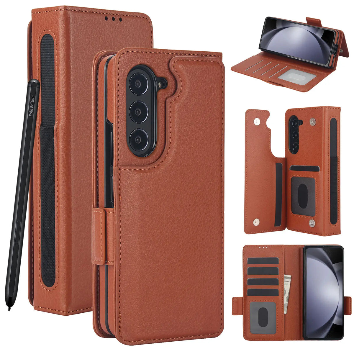 for Samsung Galaxy Z Fold 5/4/3 Phone Case,【RFID Blocking】for Women Men with Card Holder Leather Protective Cover for Z Fold 5