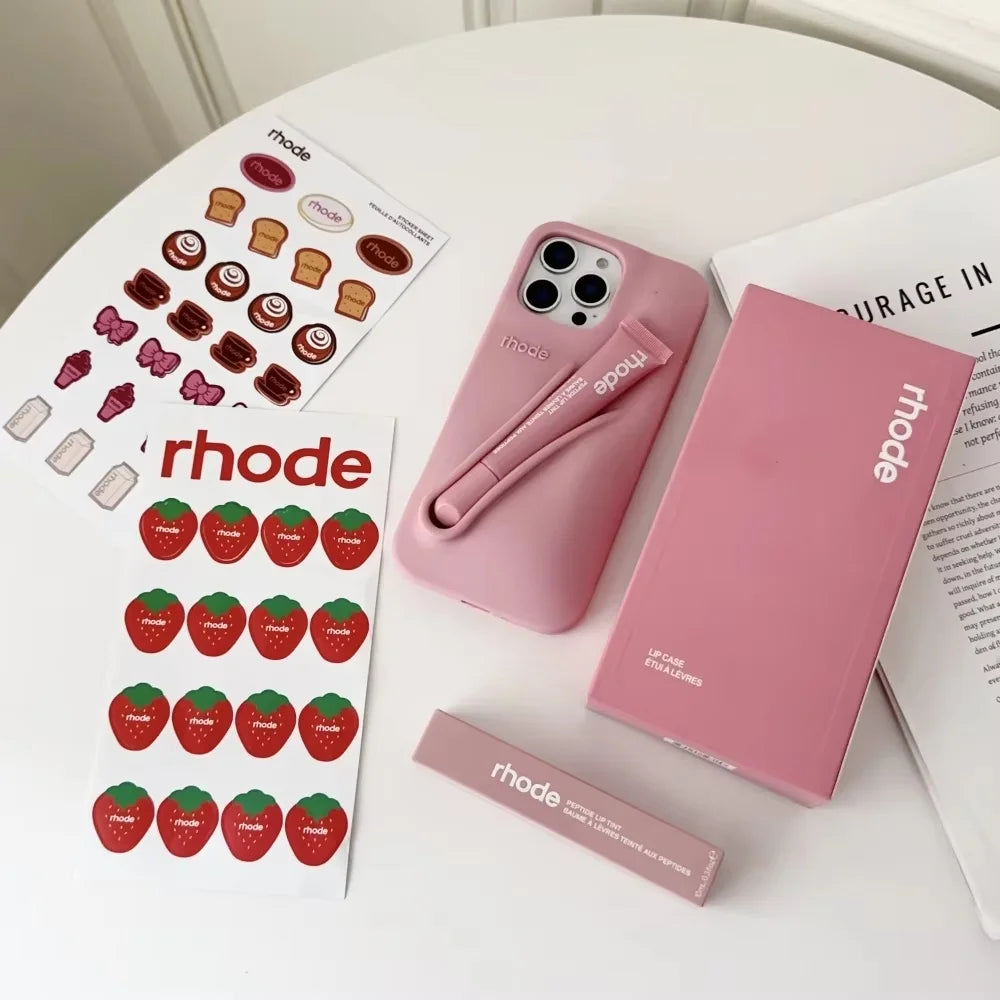 Luxury Aesthetic Rhode Lip Balm Design Matte Silicone Shockproof Phone Case All Matching Color Protective Case For iPhone Series