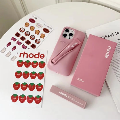 Luxury Aesthetic Rhode Lip Balm Design Matte Silicone Shockproof Phone Case All Matching Color Protective Case For iPhone Series