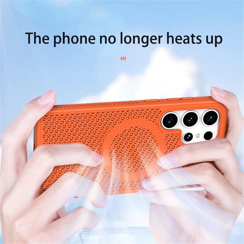 Silicone Honeycomb Cooling Magnetic Case For Samsung Galaxy S26 S25 S24 S23 Ultra S22 Plus PFor Magsafe Heat Dissipation Cover