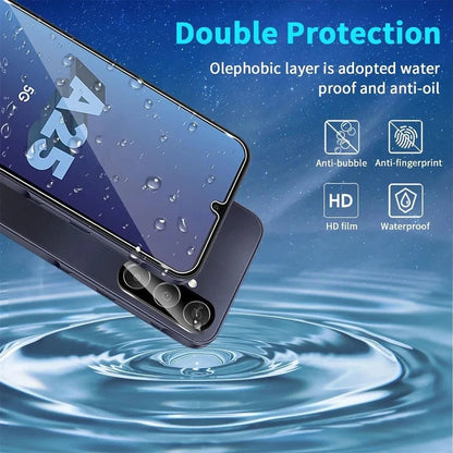 3+3 Pack Galaxy A25 5G Screen Protector + Camera Lens Protector, 9H Hardness, Anti Scratch, Bubble Free, HD Tempered Glass