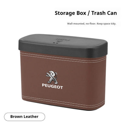 Car trash can hanging car garbage dustproof box storage box suitable for Peugeot 205 206 207 208 301 307 308 406 407 408 508 RCZ