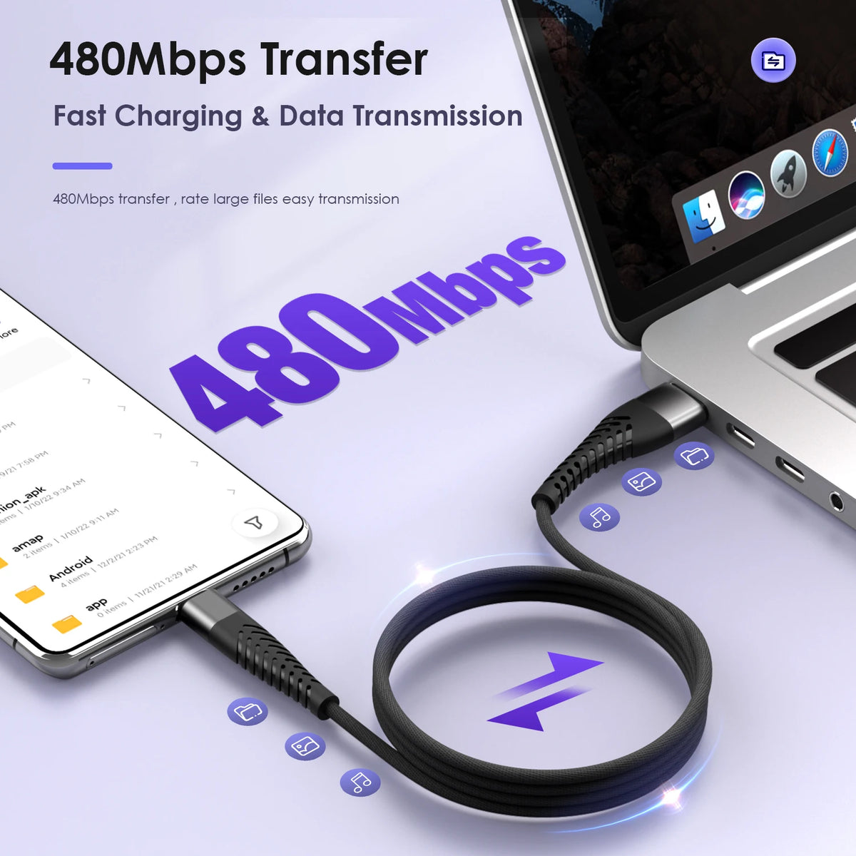 7A 100W USB Type C Super Fast Charge Cable For Huawei P30 Pro Honor 9 10 20 50 Xiaomi mi Redmi OPPO POCO X3 Data Charger Cord 3M