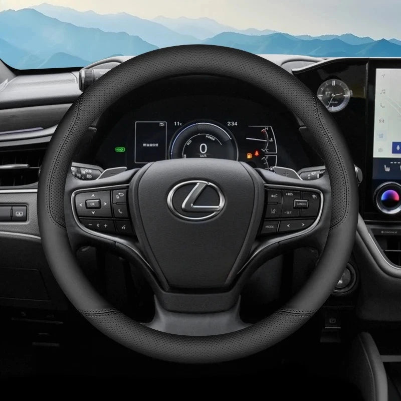 2026 Nappa Leather Steering Wheel Cover Anti-Slip 37-38cm For Lexus IS ES ES300h ES350h RX RX350 RX500h NX350h NX450 Accessories