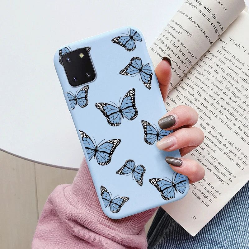 Soft Case For Samsung Galaxy Note 10 Lite Phone Cover Cute Flowers Butterfly Fundas TPU Coque For Samsung Note 10 Lite Bumper