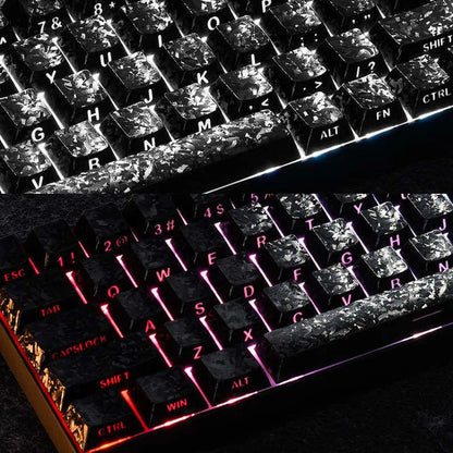 Forged Carbon Matte Double Shot PBT Keycaps Cherry Profile Side Print RGB Backlit Key Caps for MX Switches Mechanical Keyboard