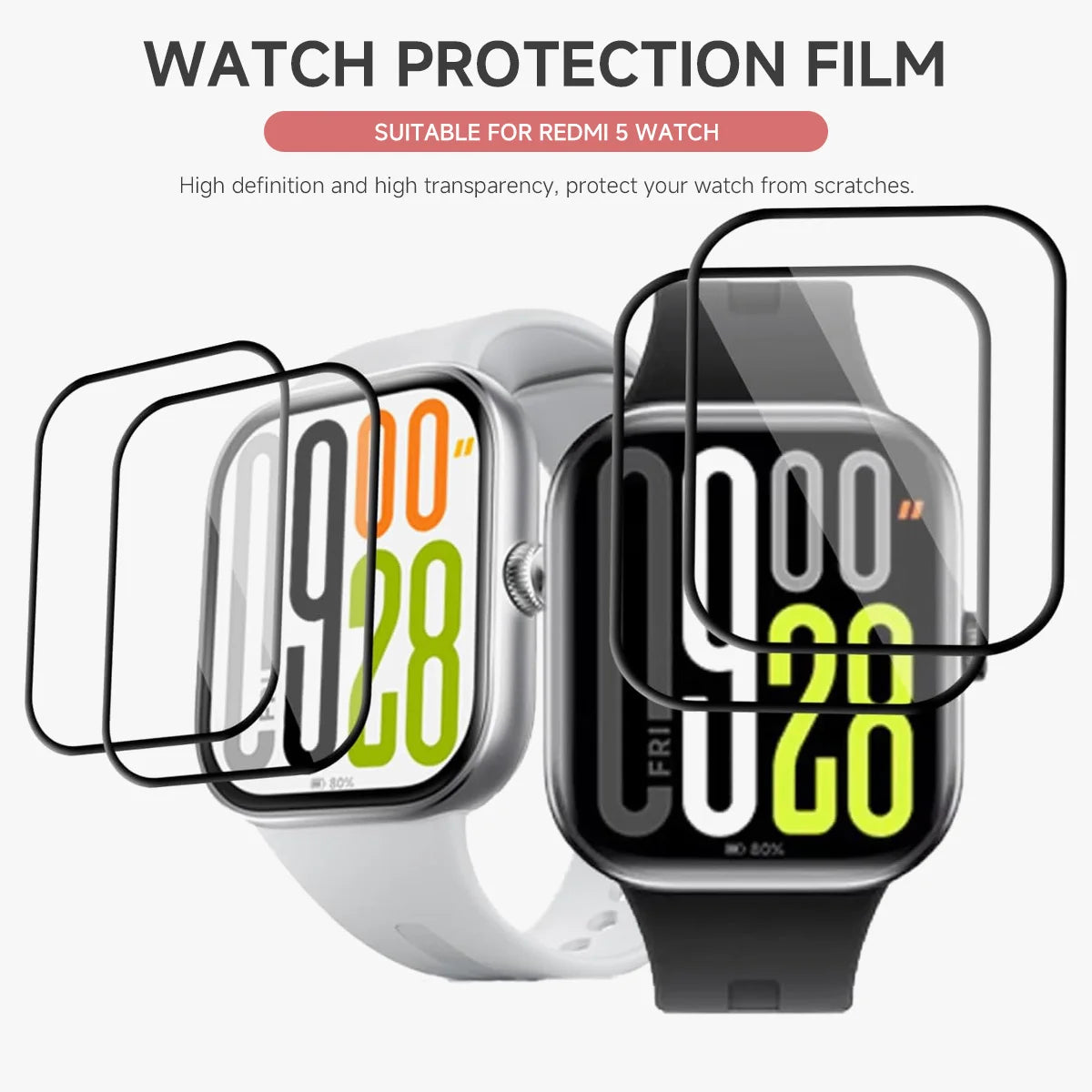 Screen Protector for Xiaomi Redmi Watch 5 Curved Screen Protector Redmi Watch 5 Ultra-HD Full Coverage Protective Accessories